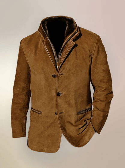 Cris™ - Veste vintage en cuir authentique avec col double