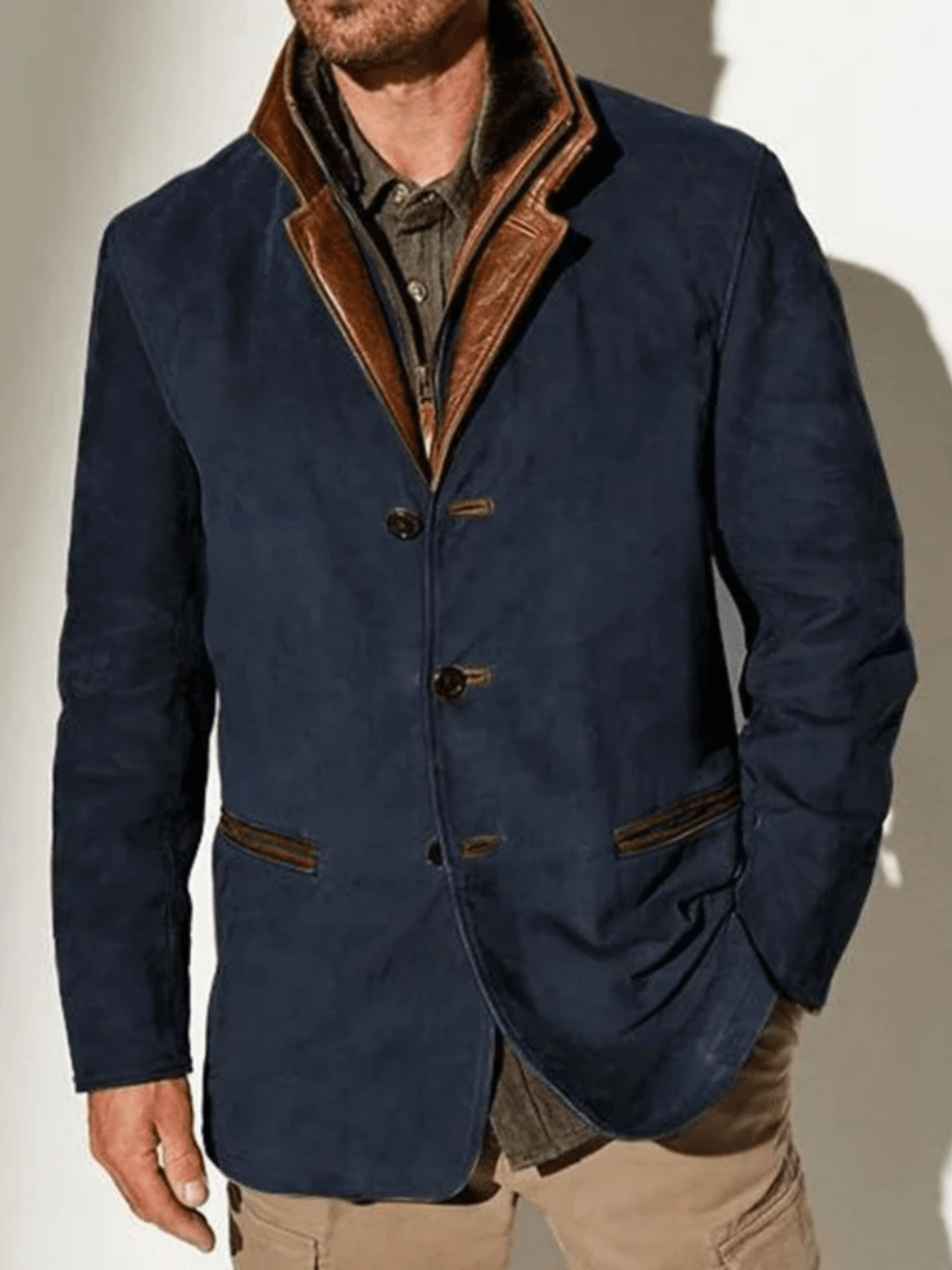 Cris™ - Veste vintage en cuir authentique avec col double