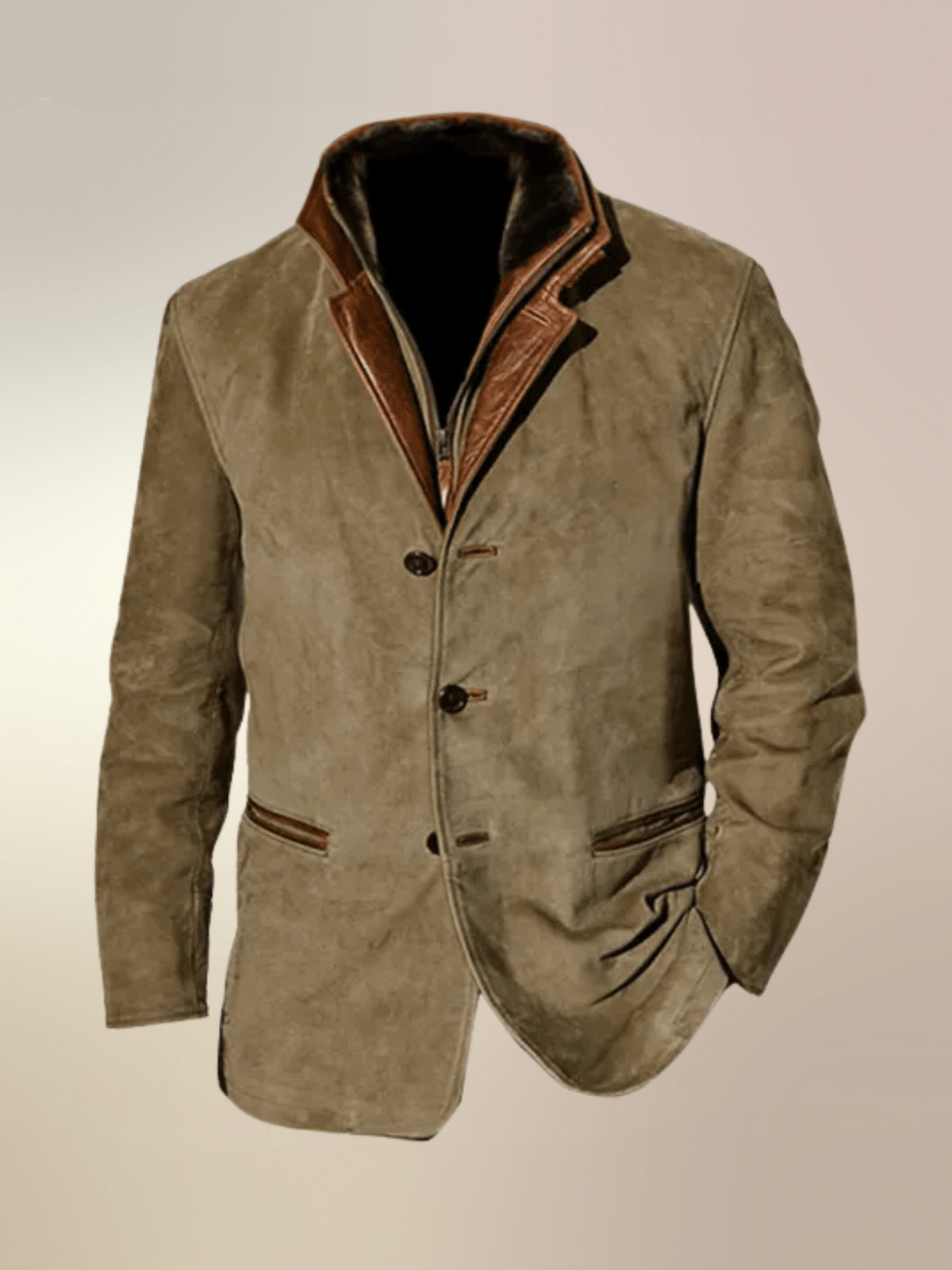 Cris™ - Veste vintage en cuir authentique avec col double